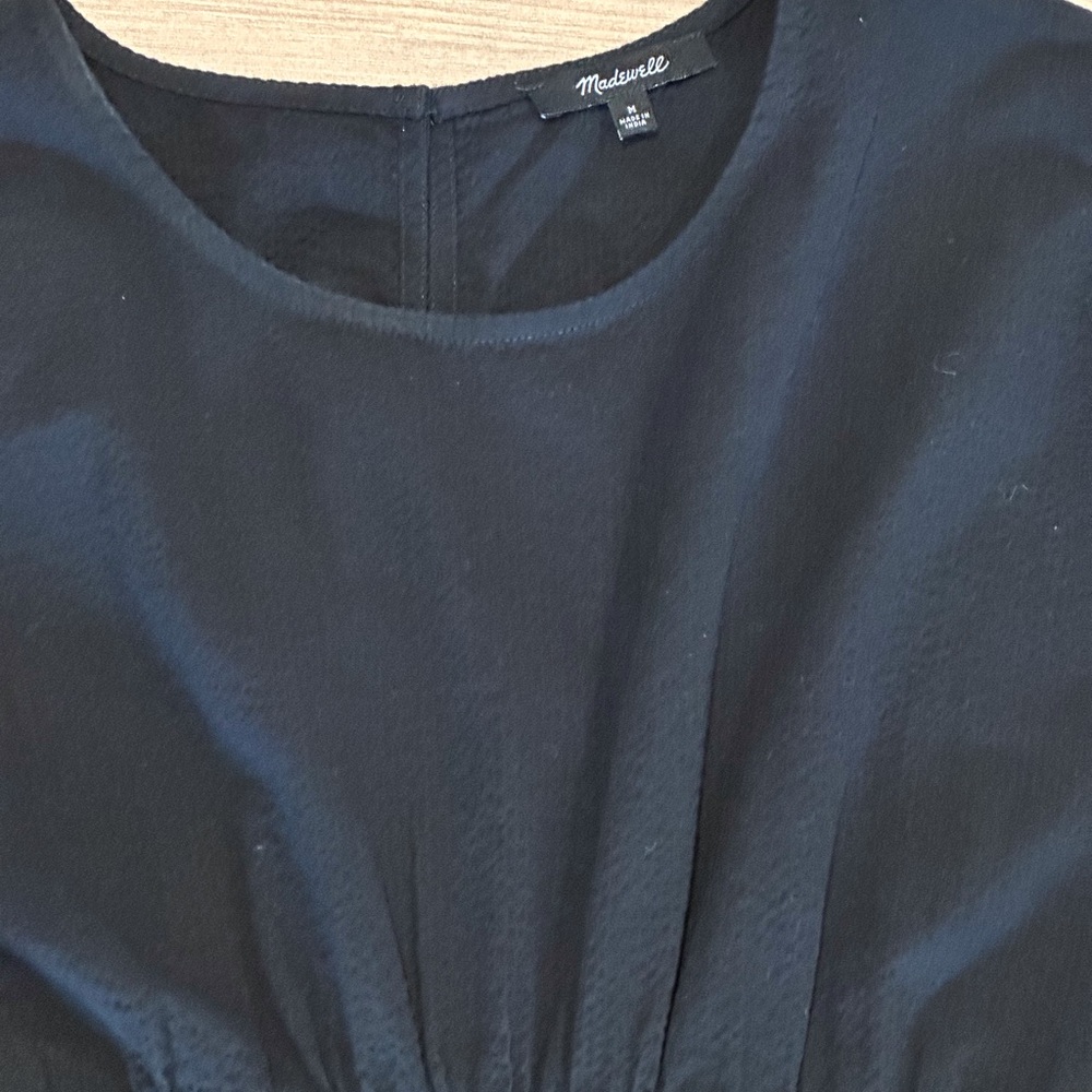 Madewell Black Smocked-Waist Maxi Dress with Cap Sleeves - Picture 7 of 13